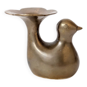 Bougeoir ou soliflore oiseau en laiton, design midcentury années 60