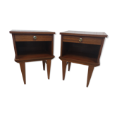 Pair of vintage bedside tables compass legs