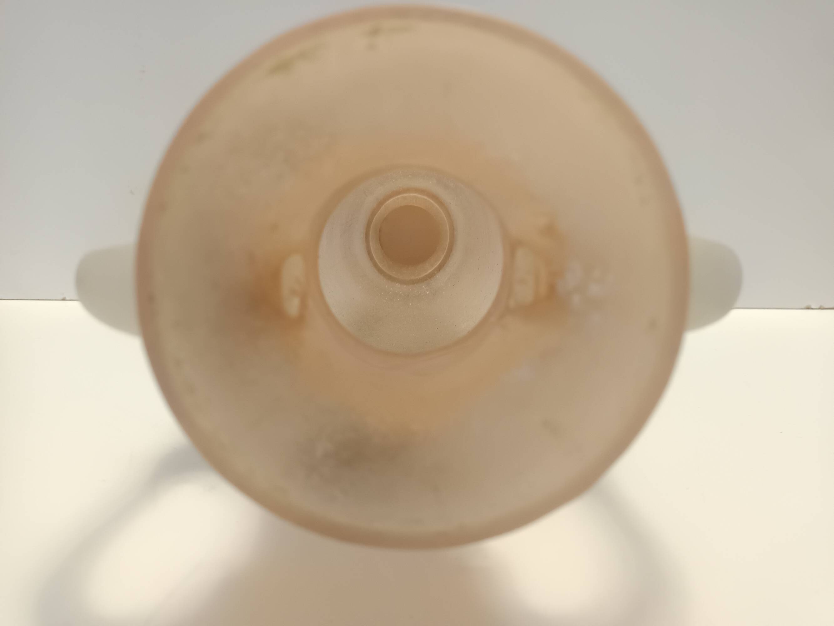 Peach Pink and White Scavo Glass Amphora Vase attr. to Seguso, Italy