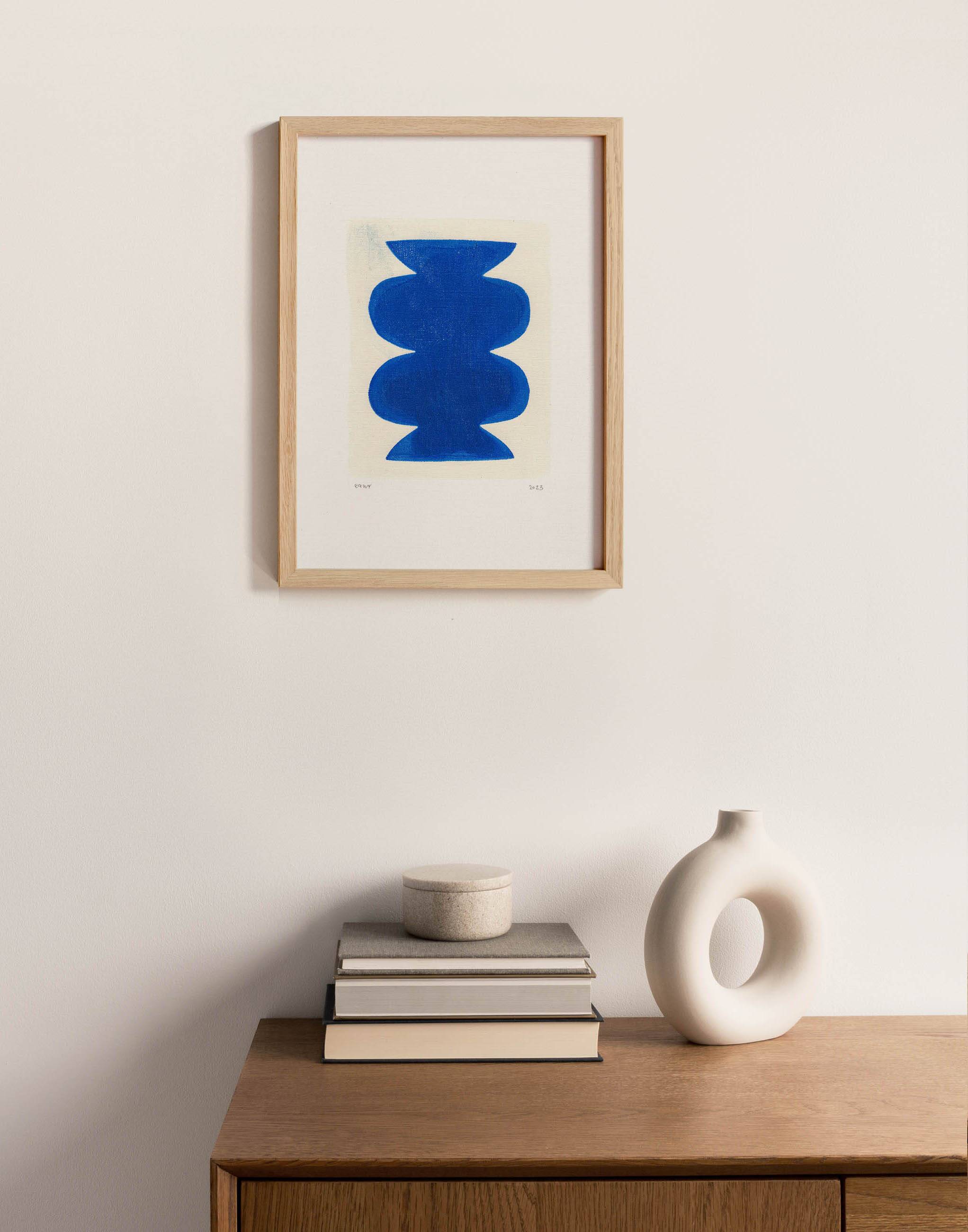 peinture abstraite bleue signée Eawy