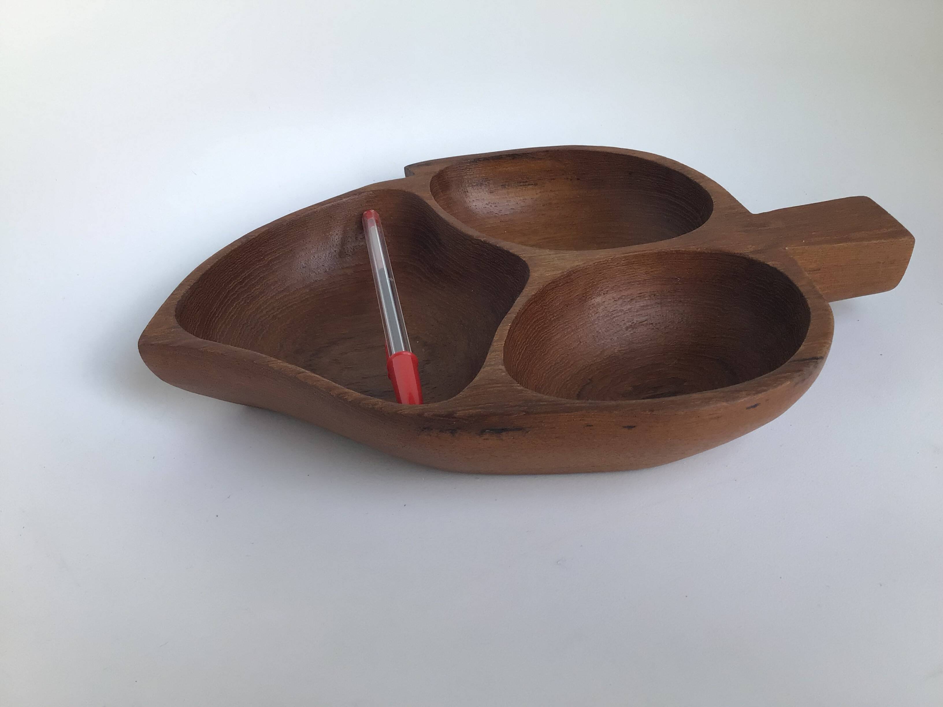 Teak wood carved coupe from the 70s.
