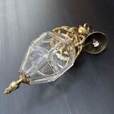 Lantern conical gilded beveled faceted glass old white XIXth