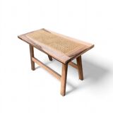Bohemian Bench in solid wood and cane