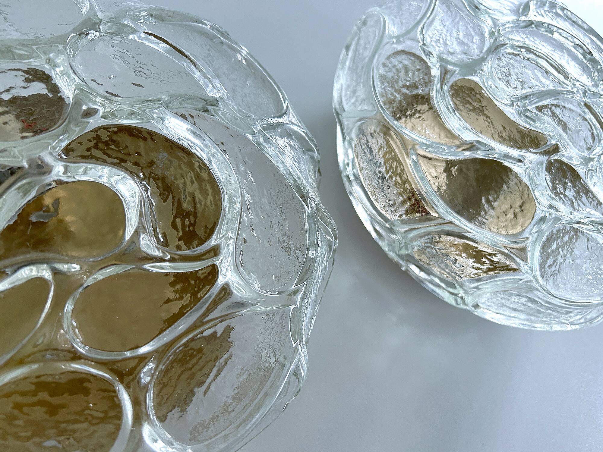 Pair of Brutalist Glass Sconces