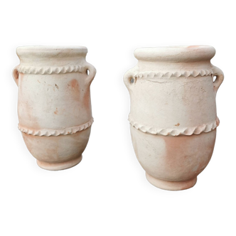 Set of two terracotta jars