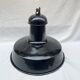 Industrial pendant light in black and white enamelled sheet metal factory bowl