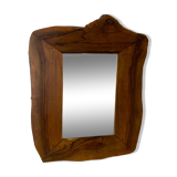 Vintage olive wood mirror in free form