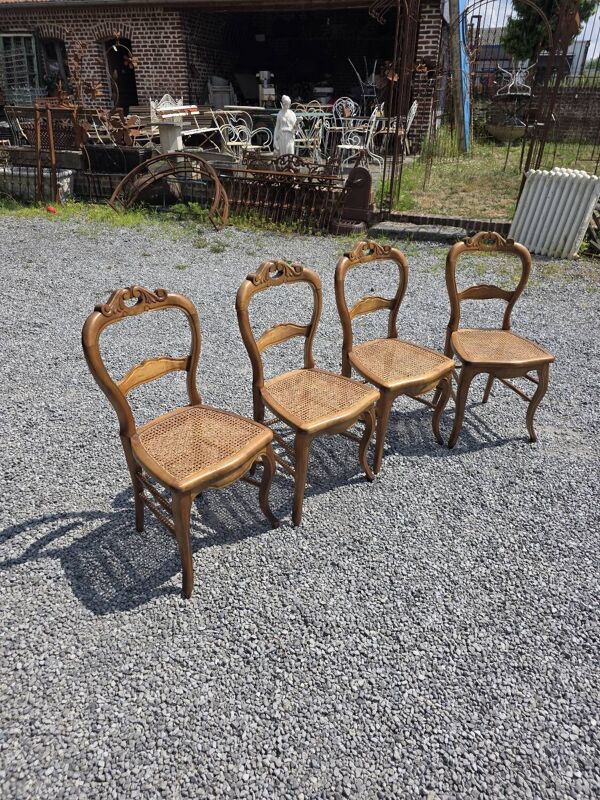 4 chaises style Louis XV en merisier