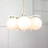 Mid-century modern Italian Brass and Opaline Chandelier