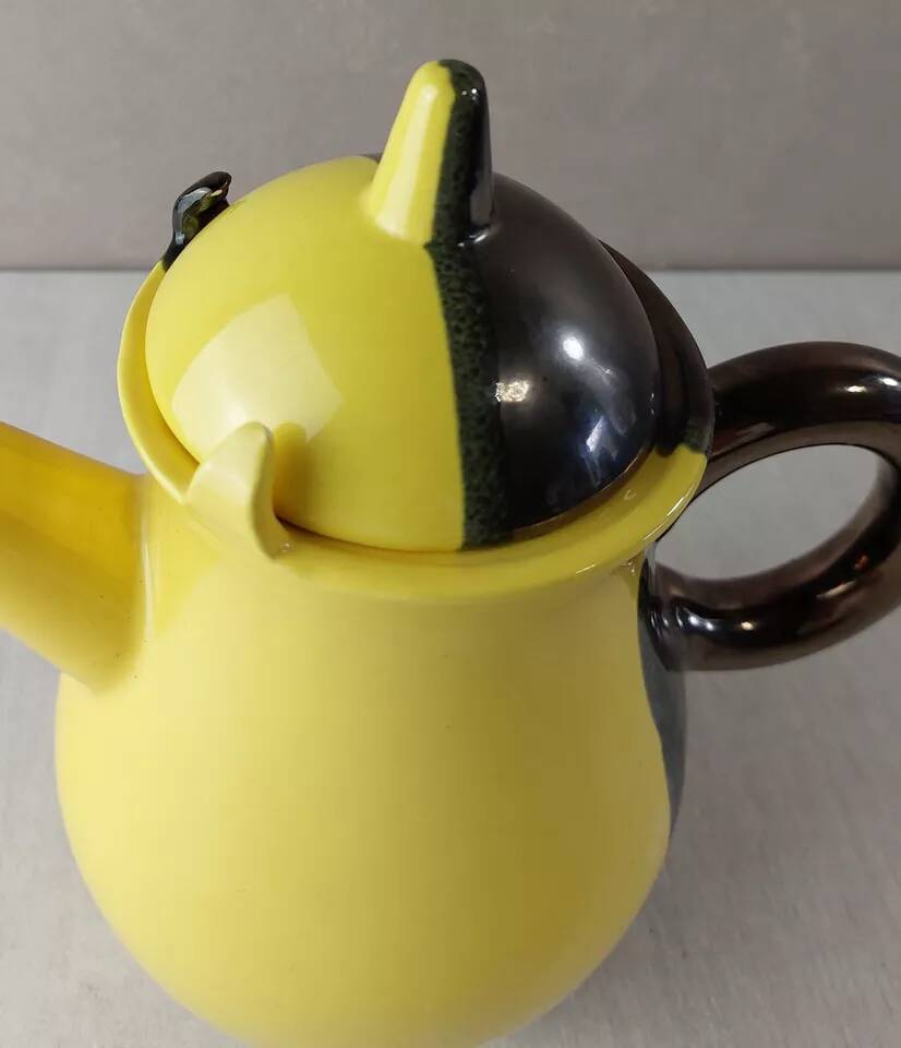 Ancienne cafetière / théière, céramique bicolore, Luc Lucchesi, de Vallauri