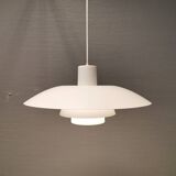 Beautiful older PH 4/3 hanging lamp, in white, with original orange suspension.