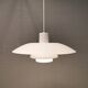 Beautiful older PH 4/3 hanging lamp, in white, with original orange suspension.