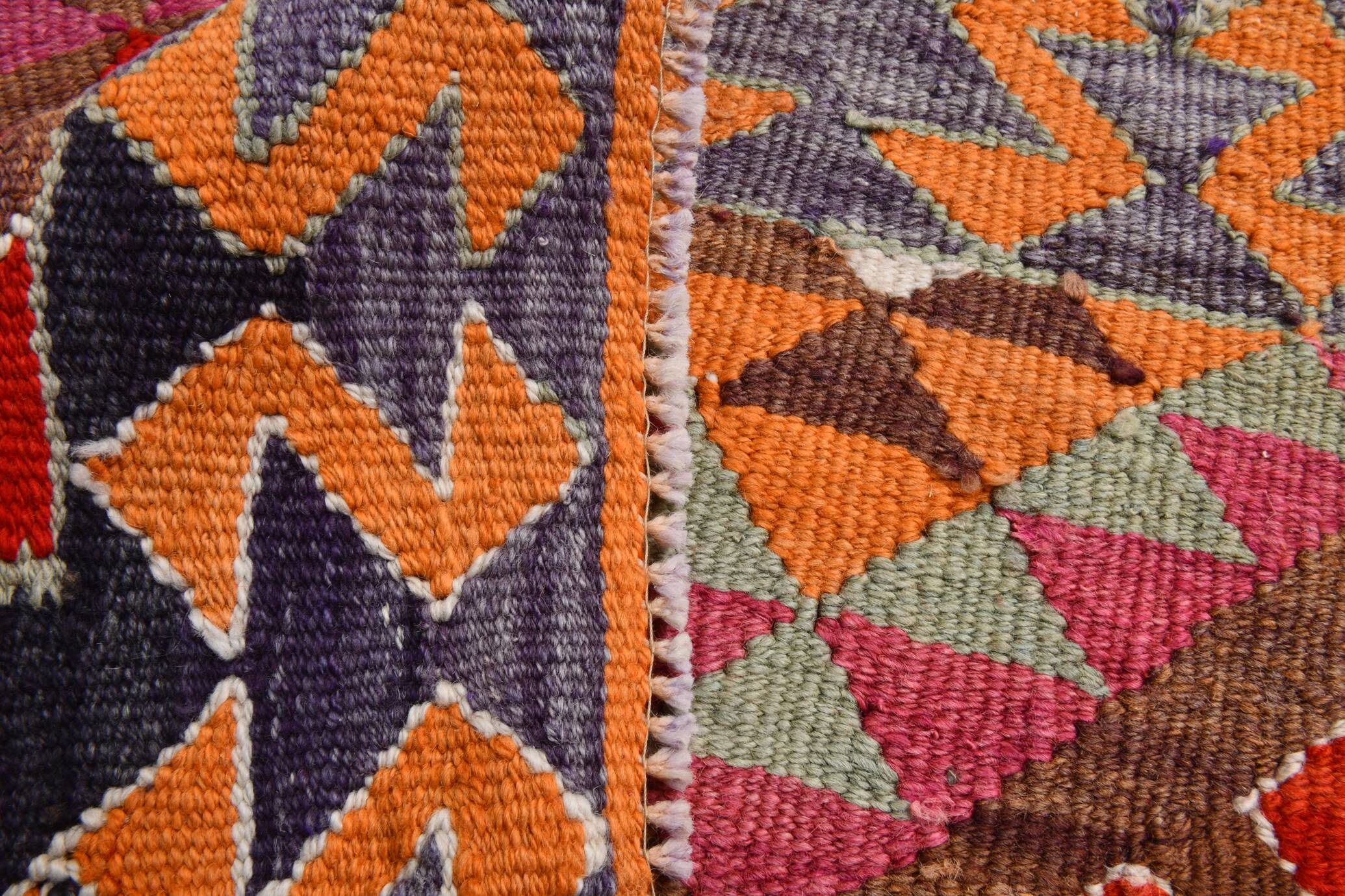 3x12 Kilim Red & Purple  Runner Rug, 102x355Cm