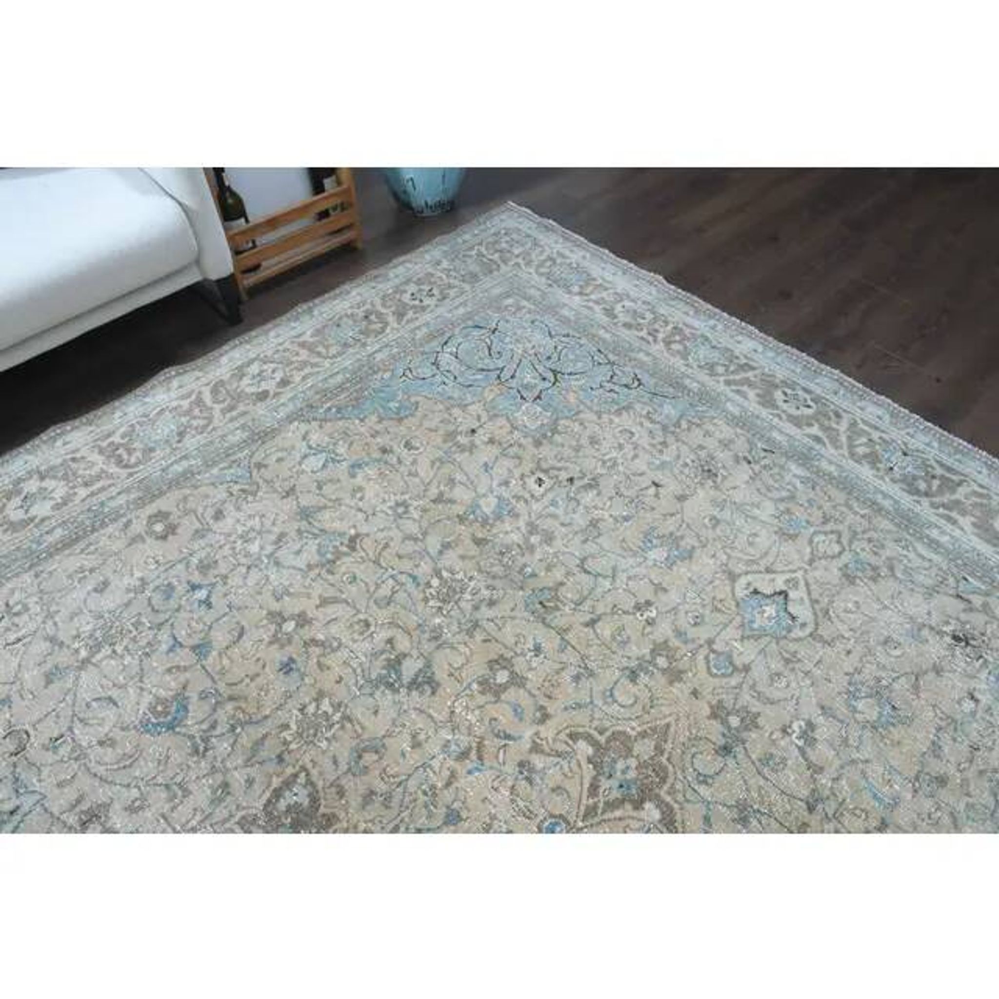1970s Vintage Persian Handmade Wool Cotton Brown Area Rug 285x388
