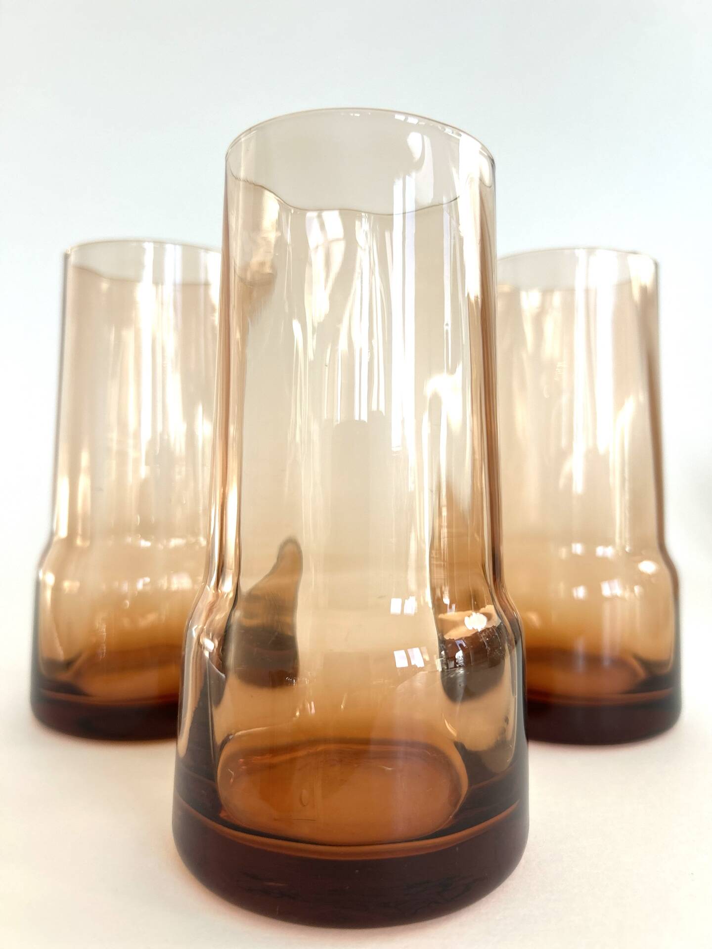 Set of 6 amber glasses from the 70s.