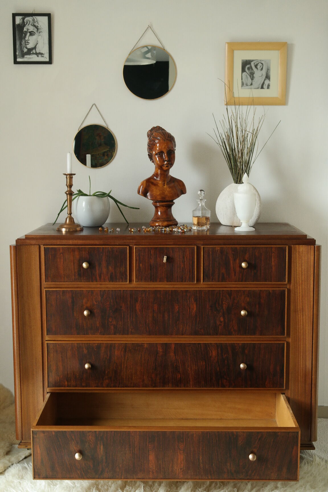 Commode art déco en palissandre et acajou