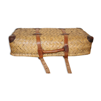 Braided straw suitcase