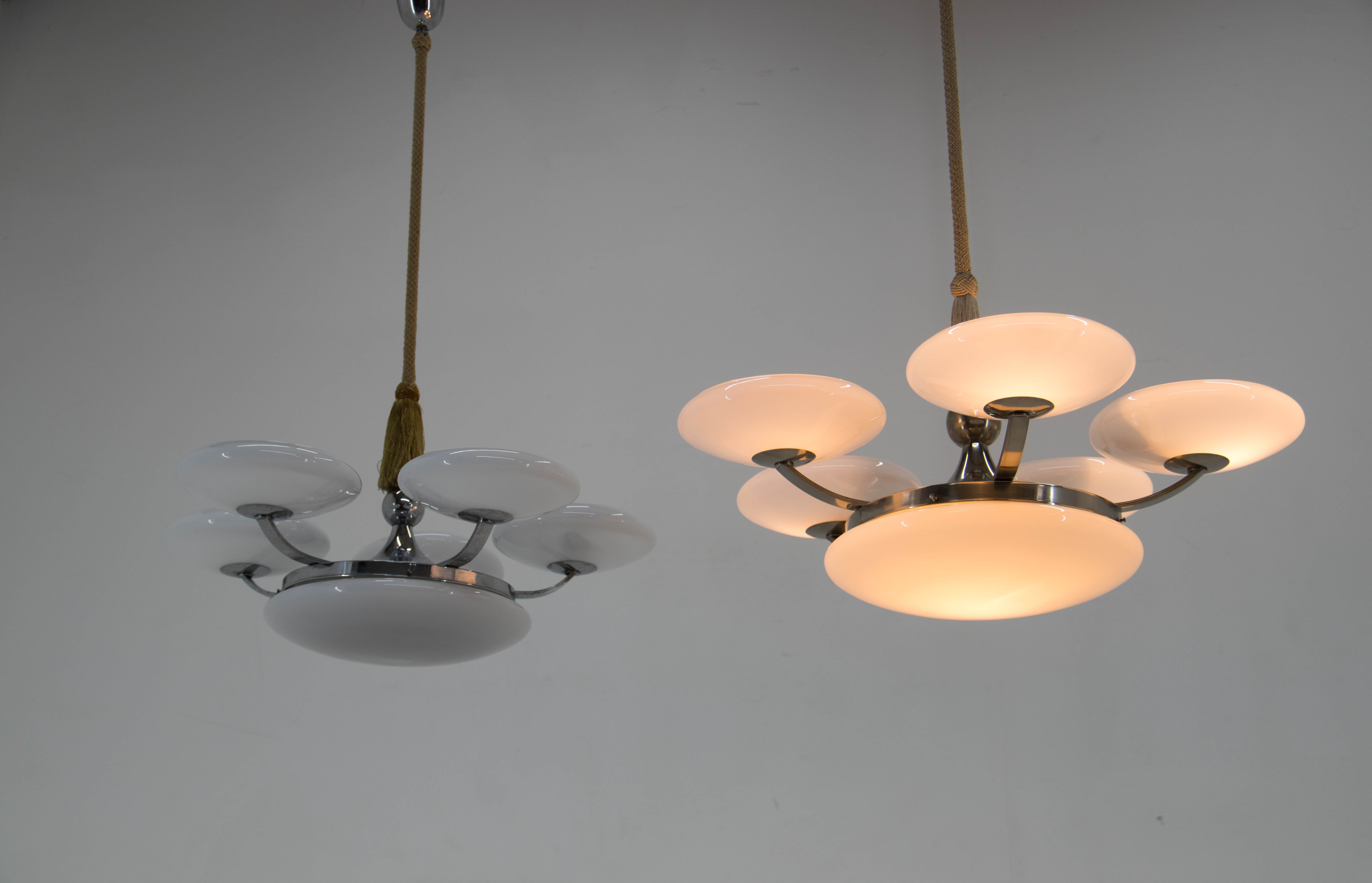 Set of Two Art Nouveau / Art Deco Chandeliers, 1920s