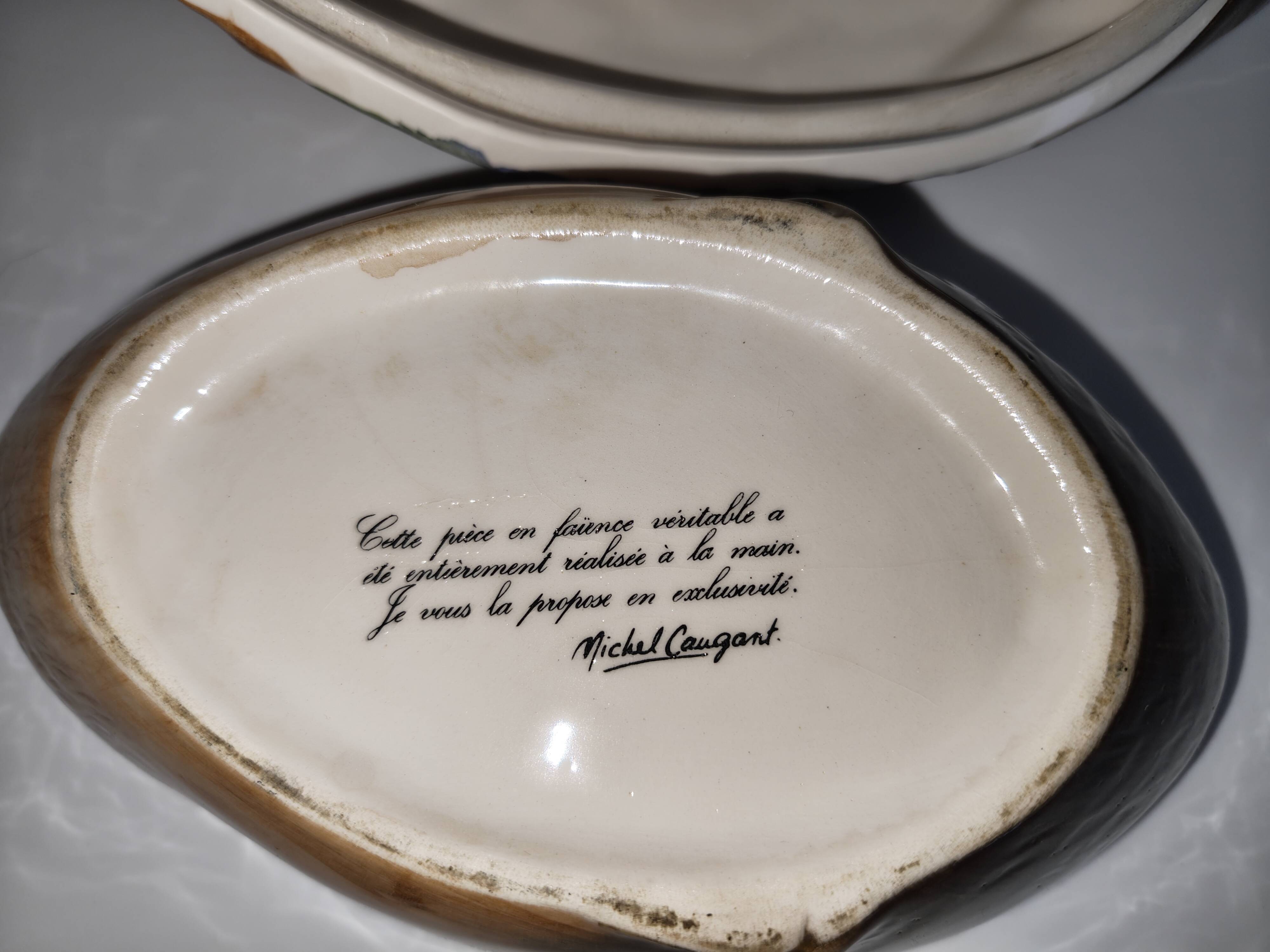 Duck Teal Terrine in Faience – Michel Caugant – Vintage