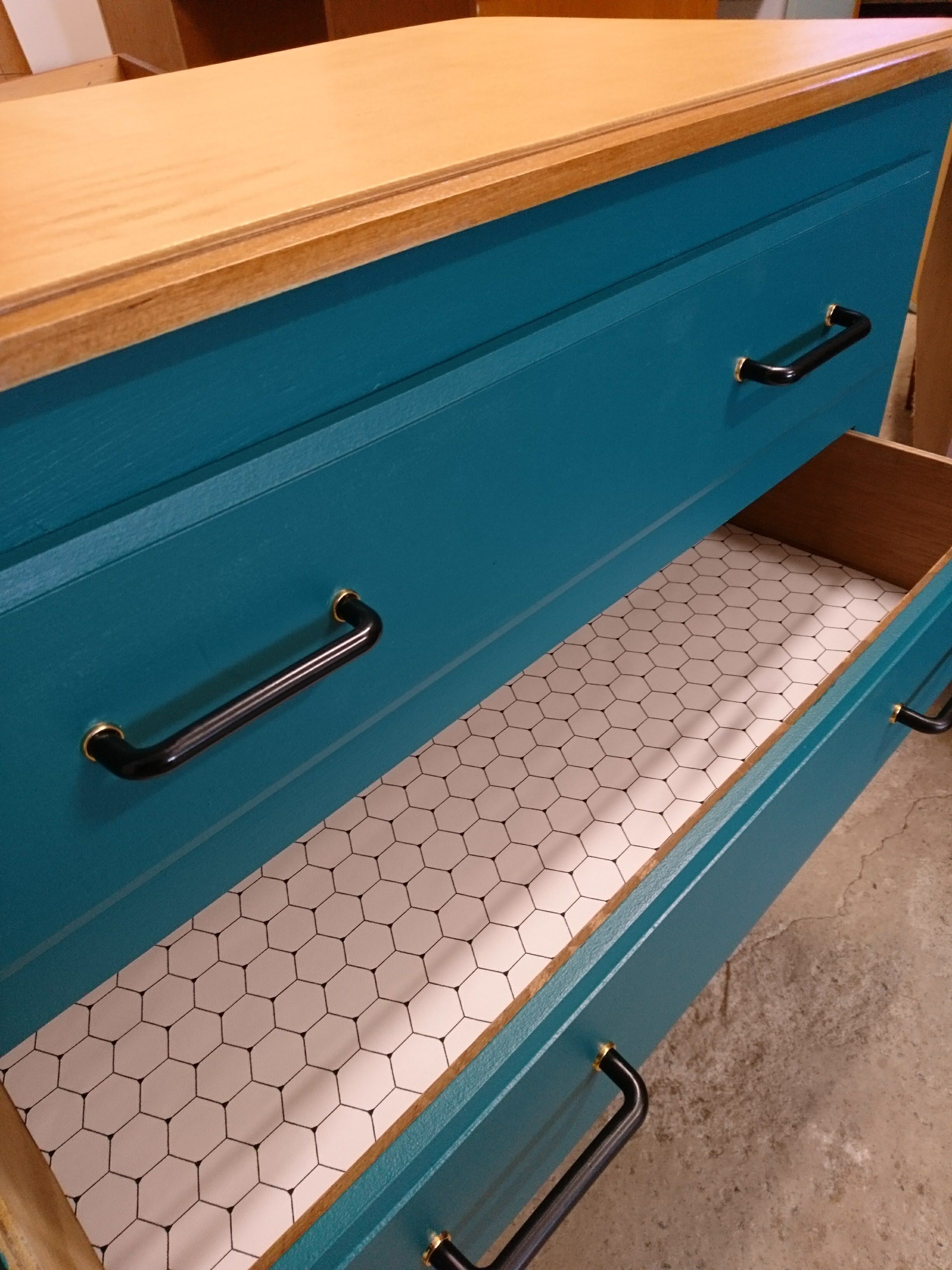 Dresser vintage light oak and blue duck