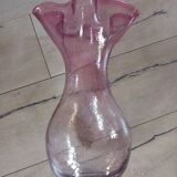 Pink bubble glass corolla vase