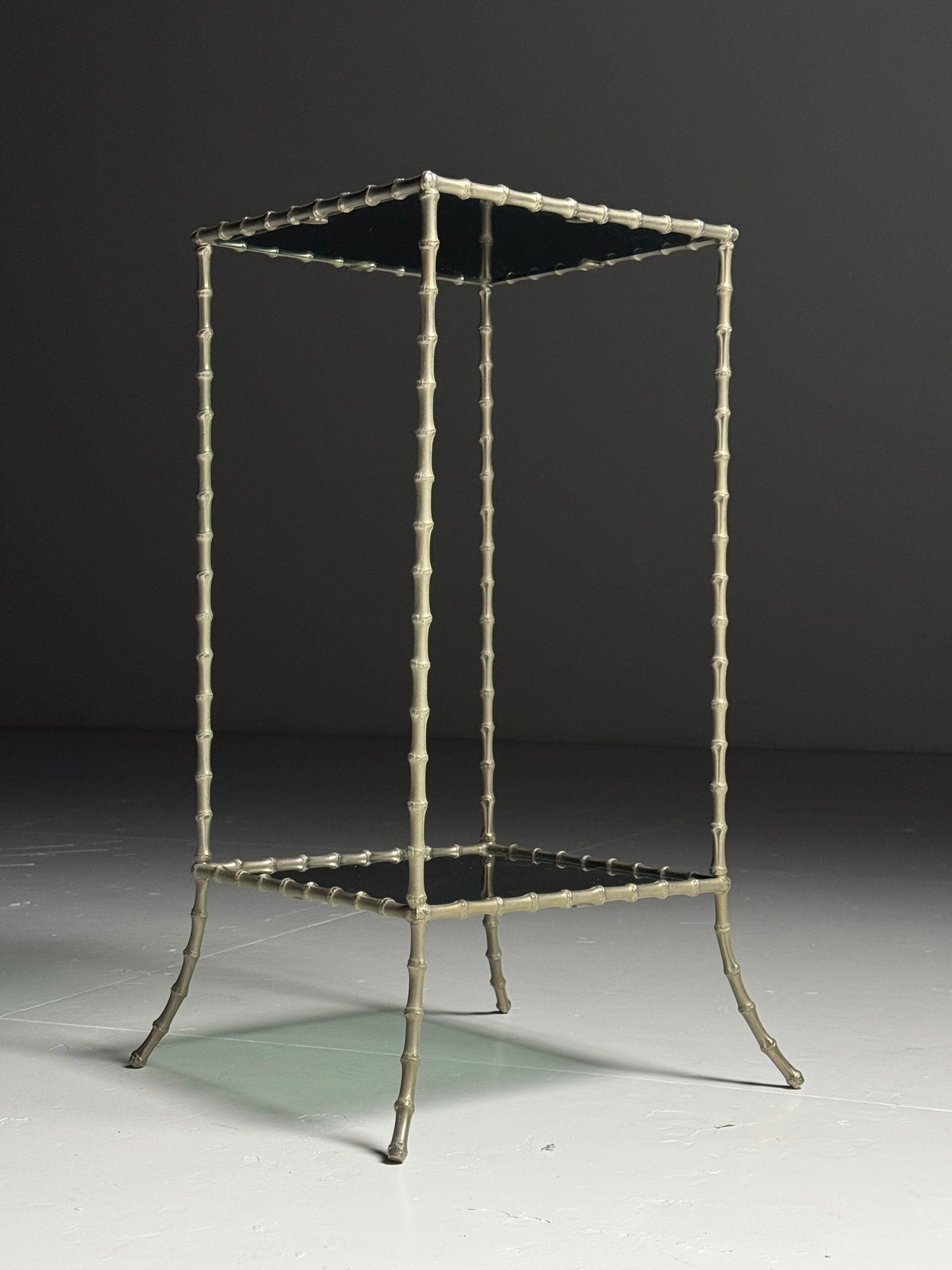 Faux bamboo side table metal
