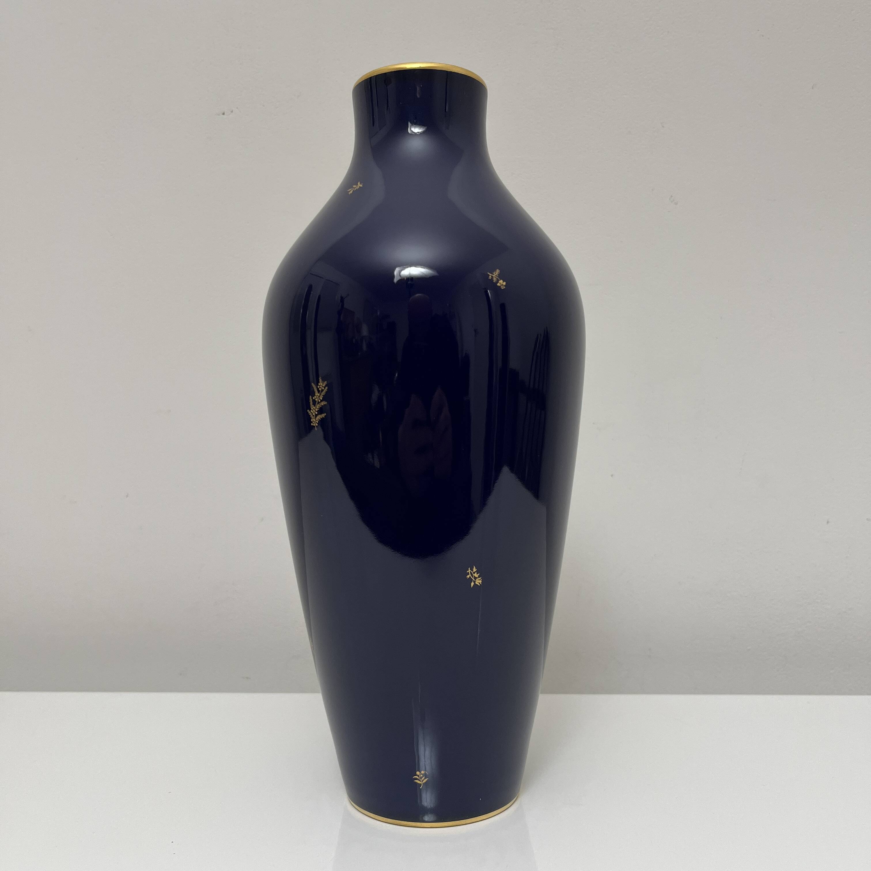 Cobalt Blue porcelain vase, Manufacture Nationale de Sevres France