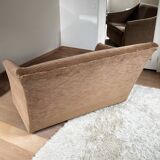 Canapé en velours 70s côtelé brun