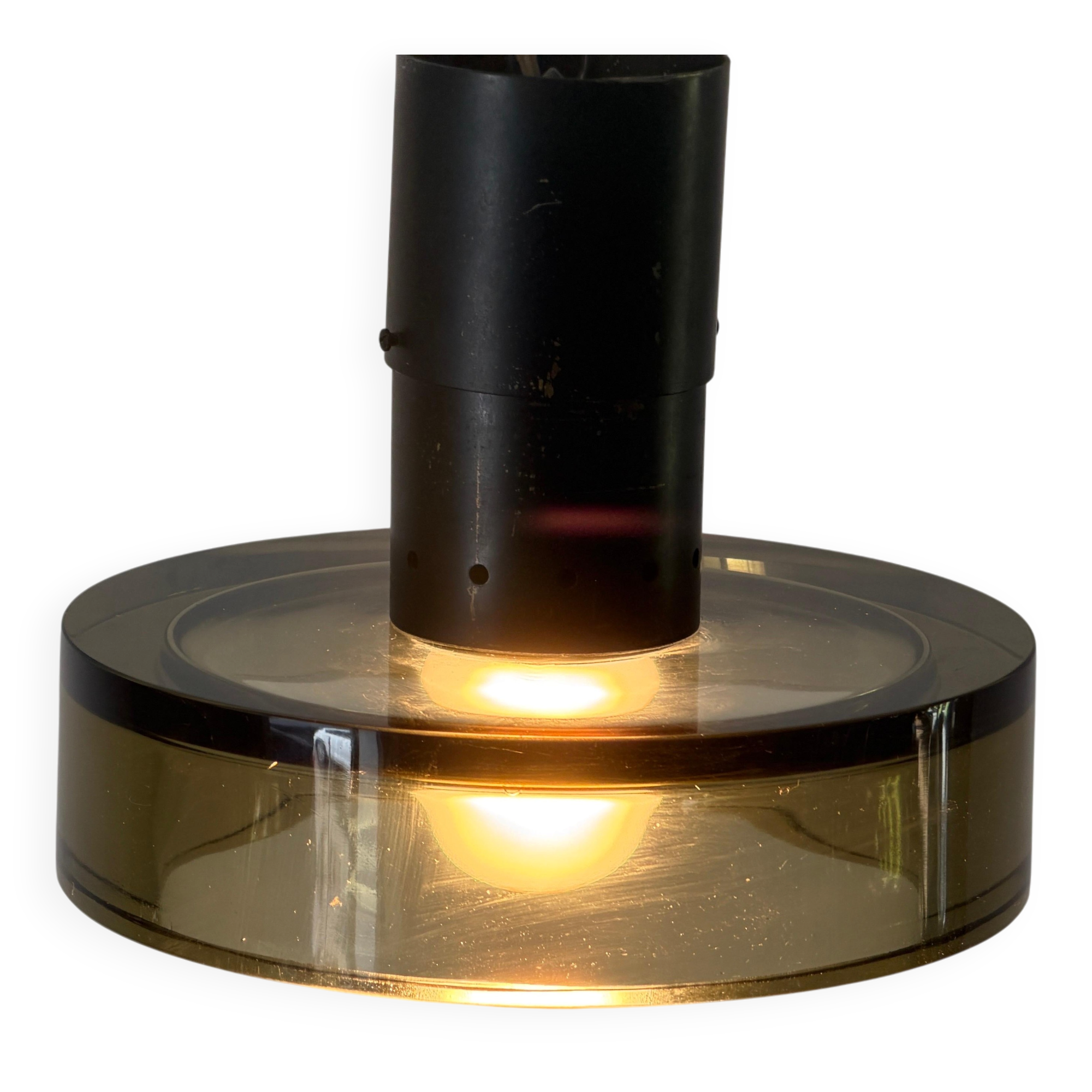 Flush mount in glass and yellow-brown metal by Seguso, 1950s, Italy.
