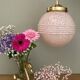 Vintage art deco globe pendant light in pink Clichy glass