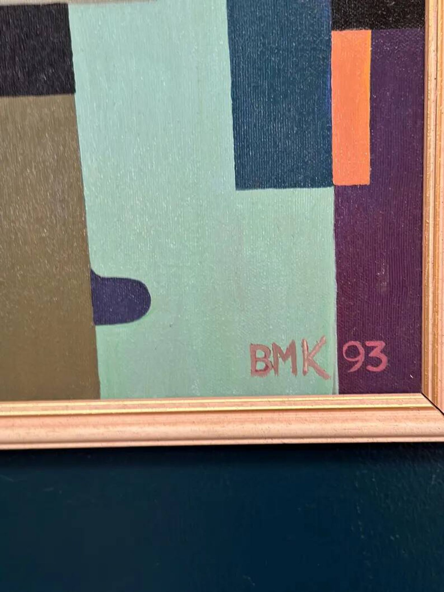 Original Swedish Oil on Canvas – "Abstract Still Life" by BMK (1993) – Signed – Vintage and Framed – 60 × 51 cm
