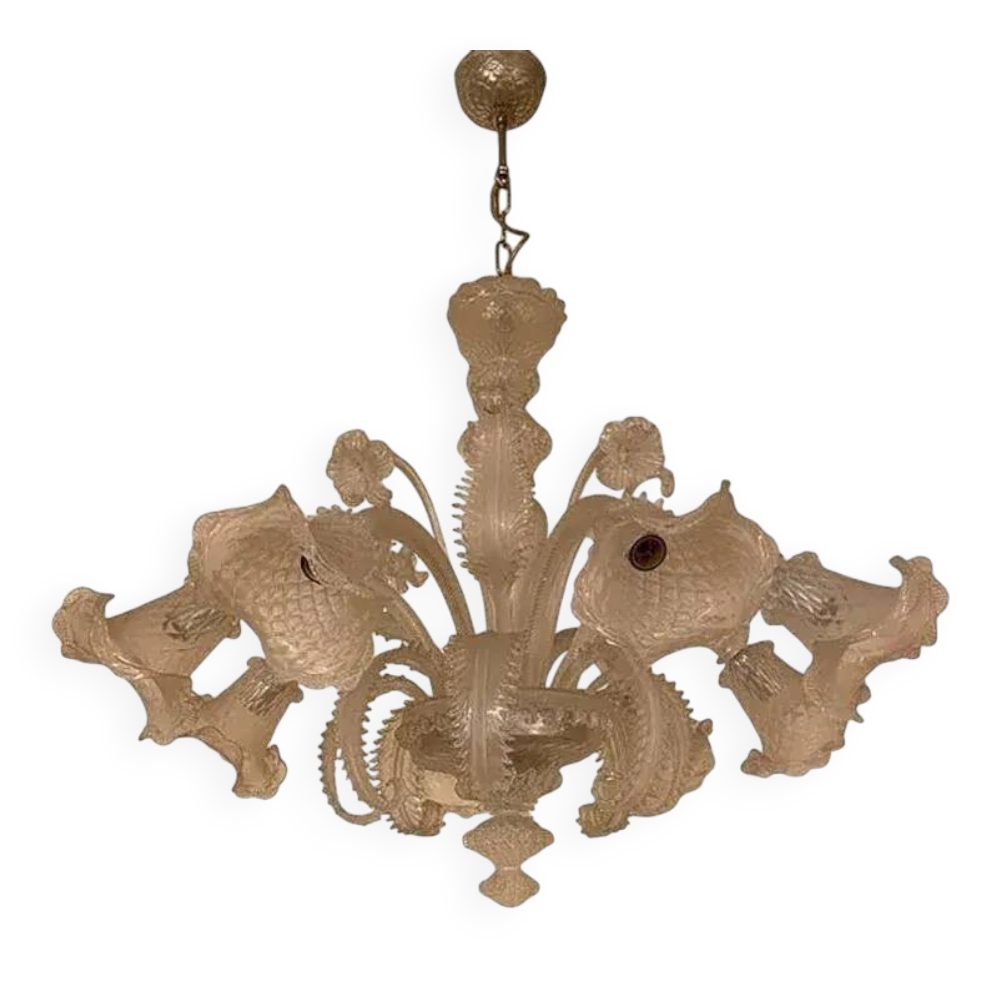 Italian Style Murano Glass in Transparent and Sand Chandelier by Simoeng