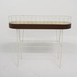Scandinavian metal and mahogany planter, Sweden, 1950