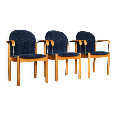 Fauteuils Kinnarps en teck, hêtre et tissu, Suède 1980-1990