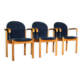 Fauteuils Kinnarps en teck, hêtre et tissu, Suède 1980-1990
