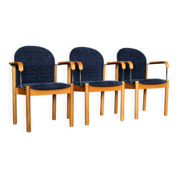 Fauteuils Kinnarps en teck, hêtre et tissu, Suède 1980-1990