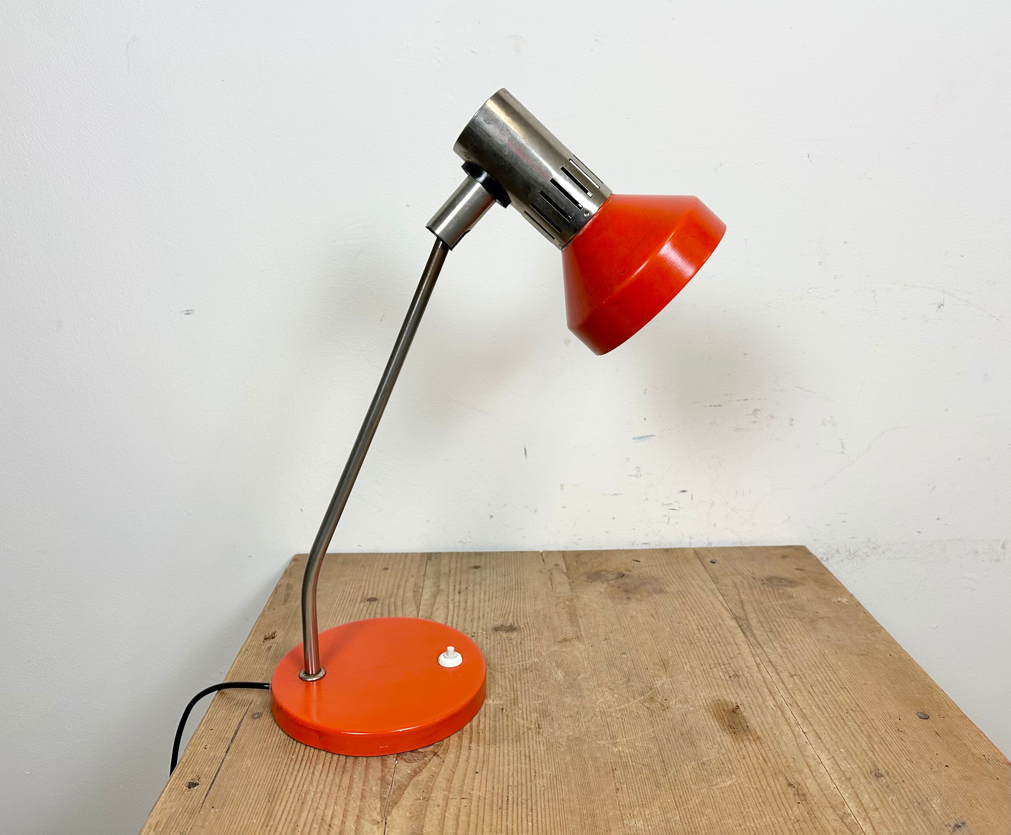 Vintage orange east german table lamp from aka leuchten, 1970s