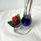 Blue red Murano glass vase with blown flower