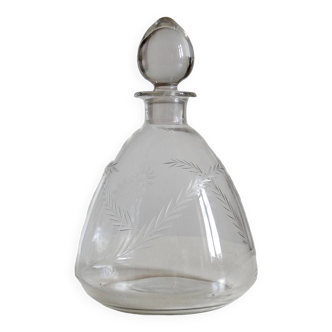 Small old chiseled glass/crystal wine carafe