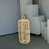 Large lantern-shaped rattan pendant lamp H50 D24