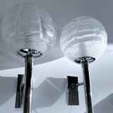 Pair of Murano Glass Chrome Wall Lights