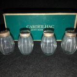 Vintage Cardeilhac/Christofle Crystal Salt & Pepper Cellars: 950 Silver Lid
