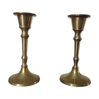 Pair of modernist brass candle holders 70s