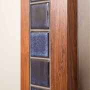 Scandinavian mid century XL rosewood wall mirror with blue tiles, 1970s