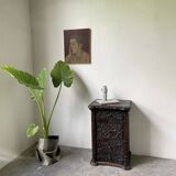Commode XIXème pin noirci sculpté