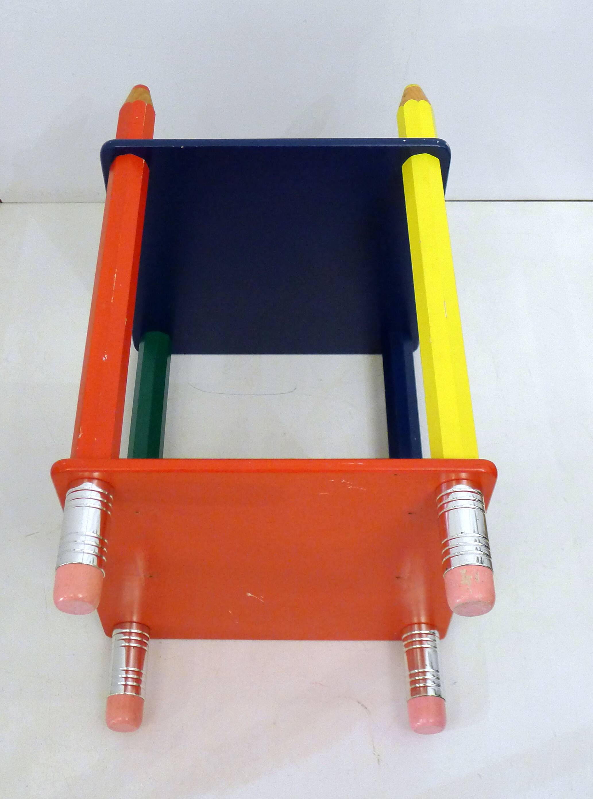 Side table / bedside table Colourful crayons 1980s