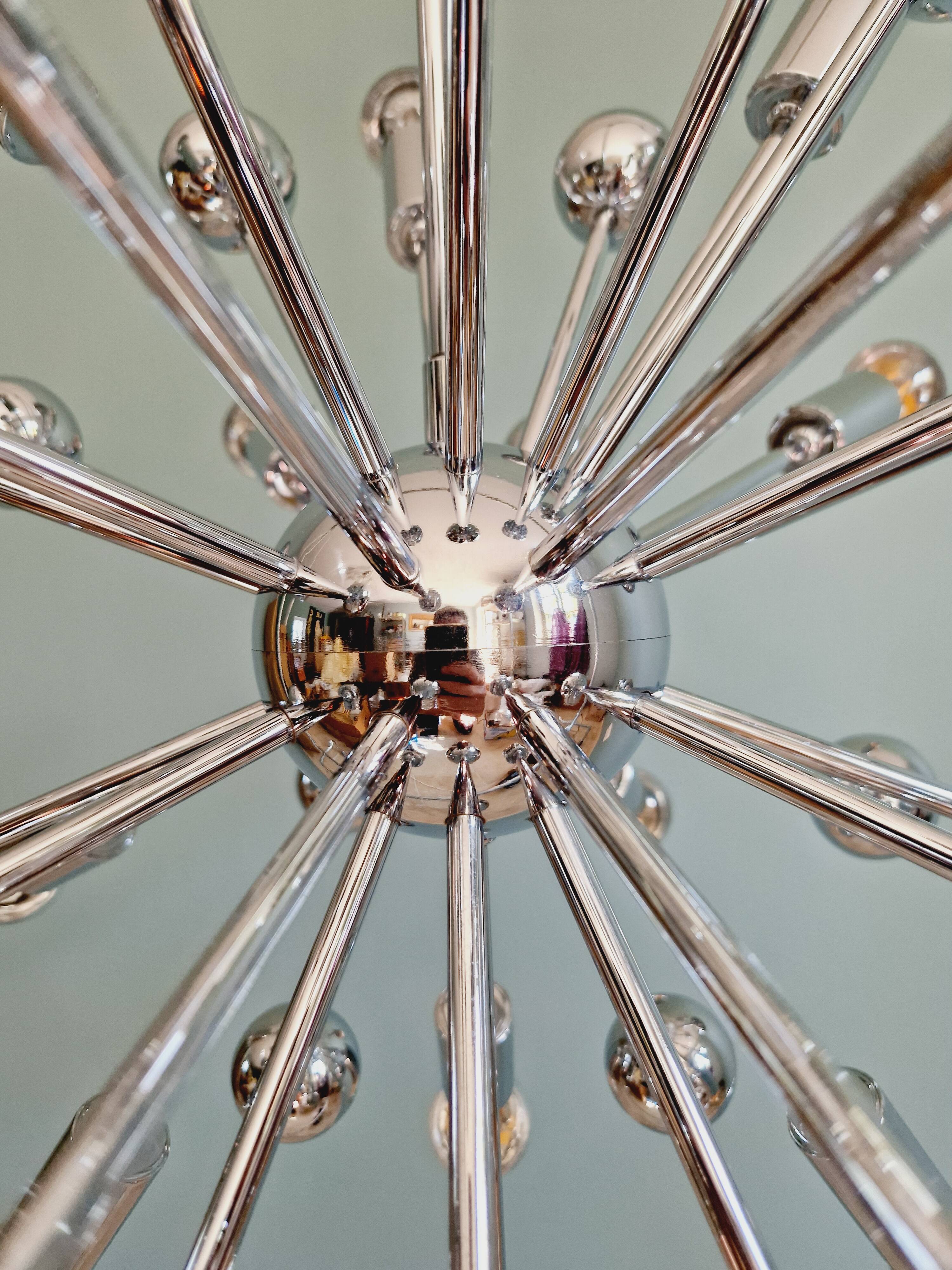 Sputnik chandelier in chrome metal, 20 light points, 70s