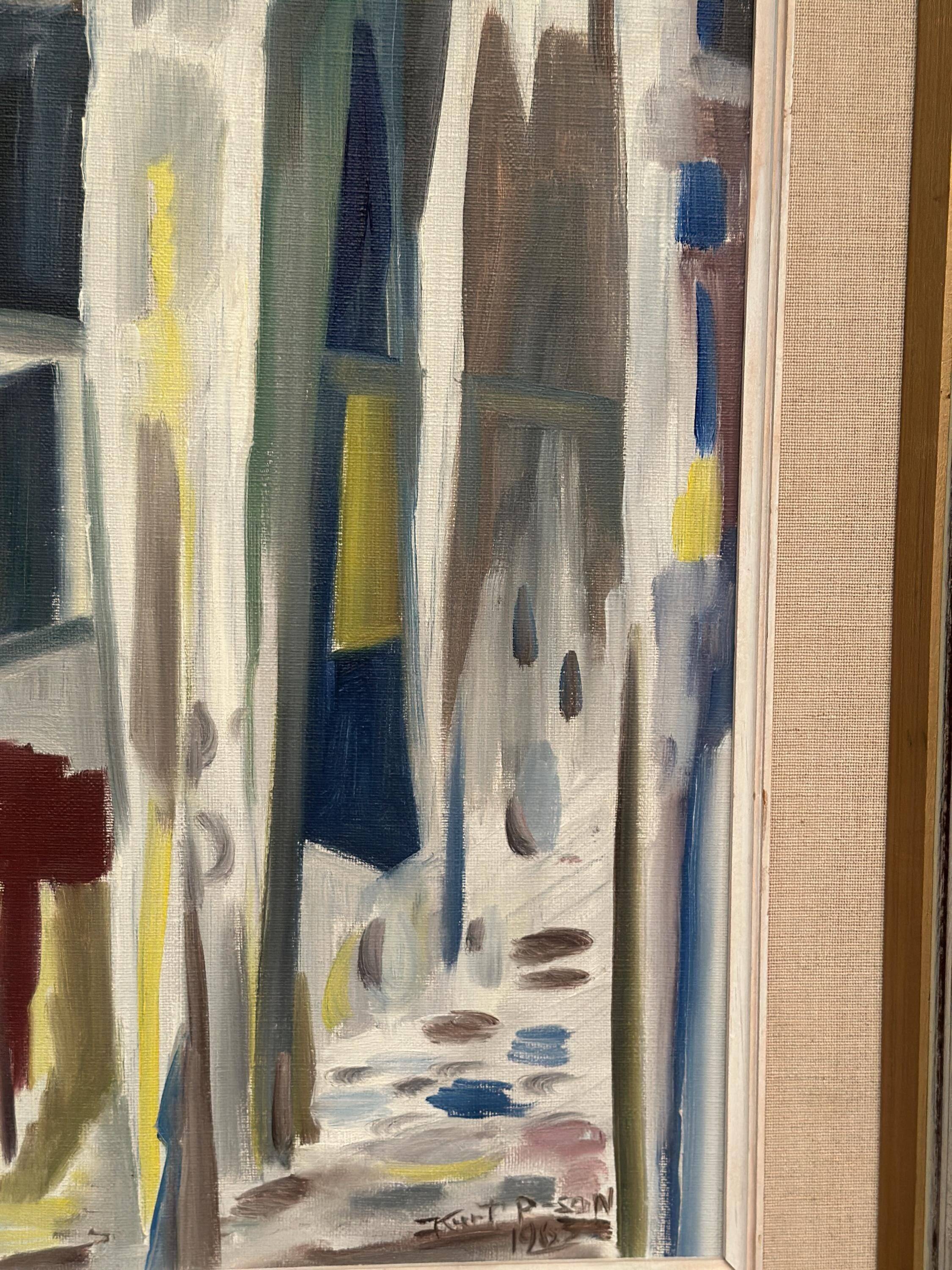 Huile sur toile suédoise – “Allée abstraite” par Kurt Persson