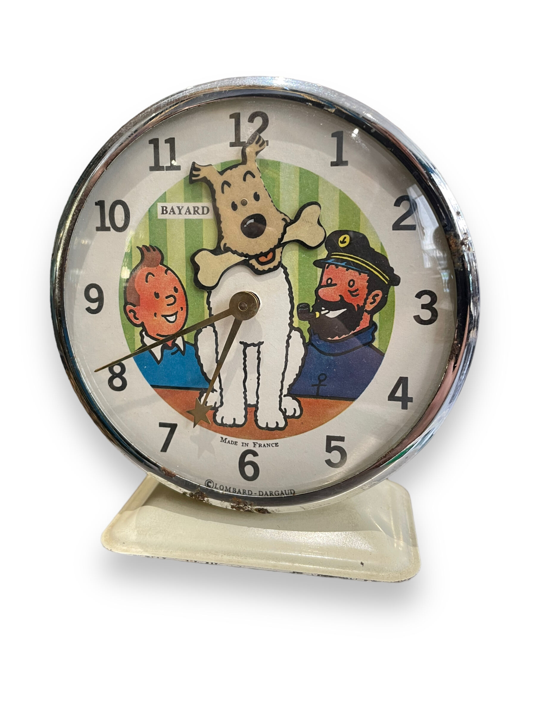 Tintin alarm clock bayard animated mechanical metal 1960s