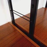 Vintage Italian double modular shelf bookcase in teak and metal